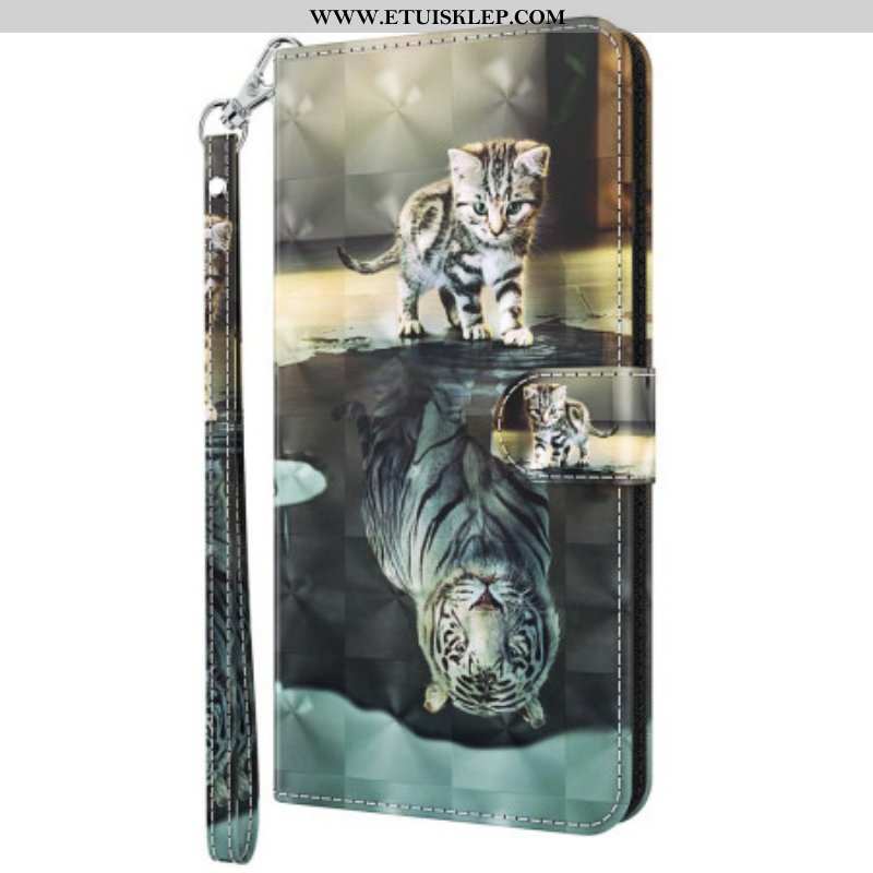 Etui Folio do Oppo A94 5G Kot I Tygrys Z Smyczą